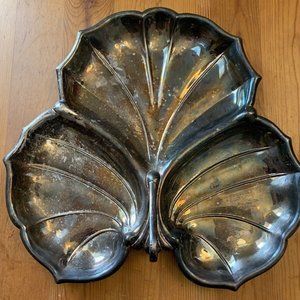 Vintage Leaf Floral A-1 Silver Plate Bowl Dish Patina